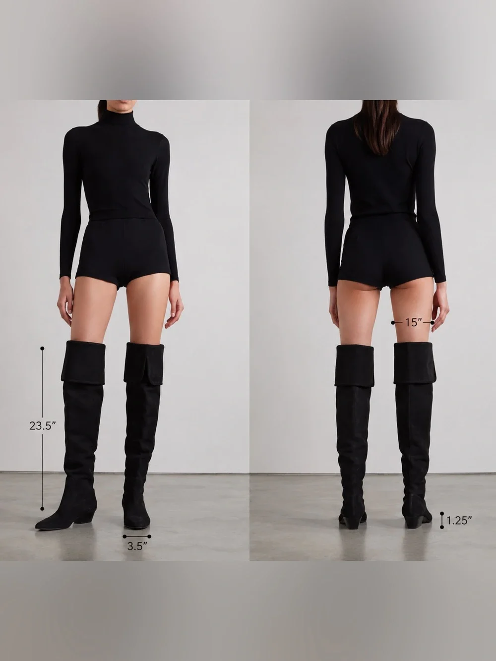 YSL Vintage High Black Suede Boots Over Knee Size 8.5